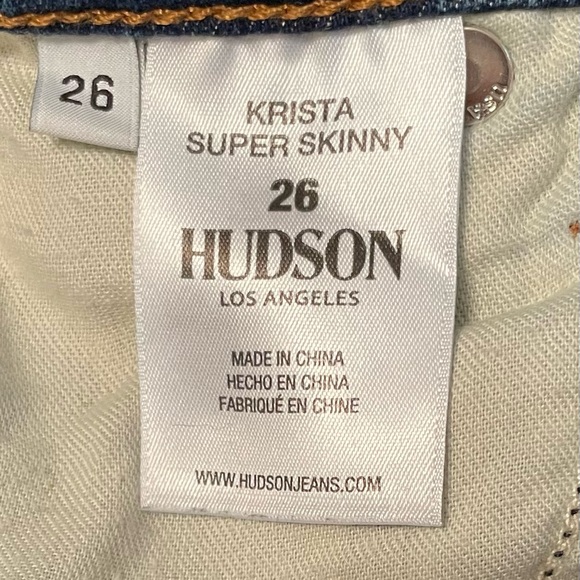 EUC Women’s Hudson Krista Super Skinny Medium Wash Cotton distressed jeans sz 26 - Picture 10 of 13